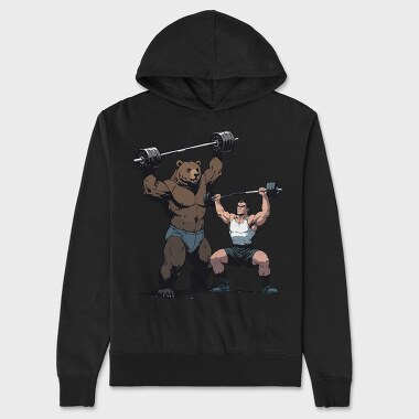 Bear and Man Lifting Weights, Unisex Men's Hoodie