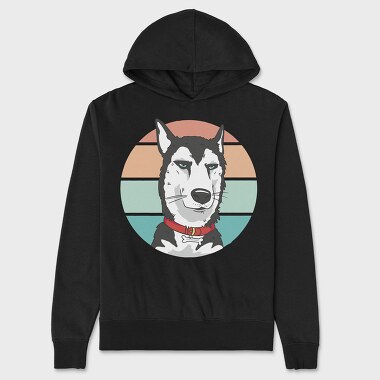 Unisex Men's Hoodie, Bored Husky Dog