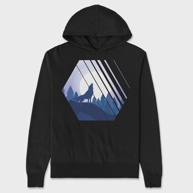 Howling Wolf Hexagon, Unisex Men's Hoodie