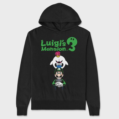 Luigi Boo Black Background, Unisex Men's Hoodie