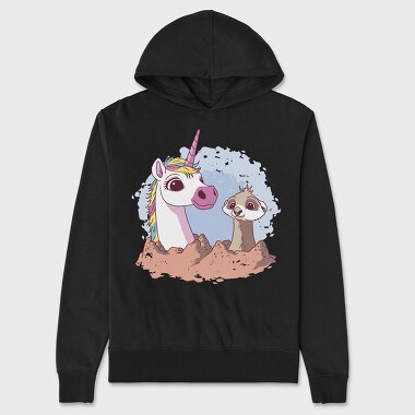 Unicorn and Meerkat, Unisex Men's Hoodie