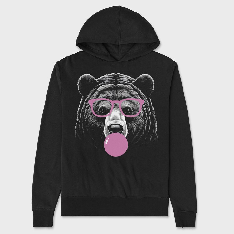 Bear Monochrome Bubblegum, Unisex Men's Hoodie