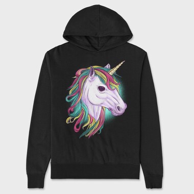 Unicorn Head Color, Unisex Men's Hoodie