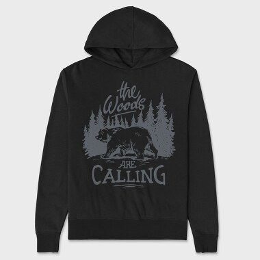The Woods Are Calling Bear, Unisex Men's Hoodie