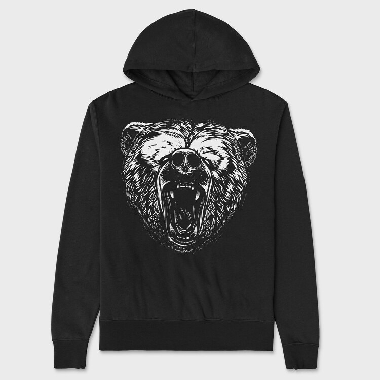 Bear White, Unisex Men's Hoodie