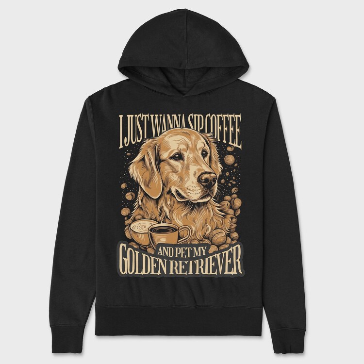 Just Wanna Sip Coffee Golden, Унисекс Мъжко Суичър