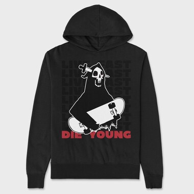Live Fst Die Young, Unisex Men's Hoodie