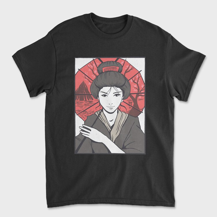 Geisha Umbrella, Unisex Men's T-Shirt