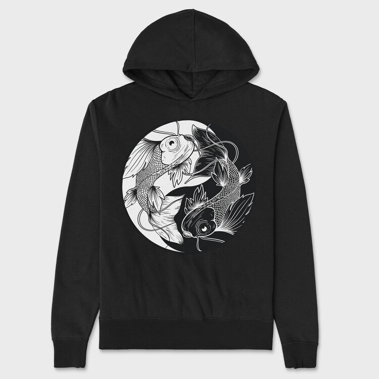 Fish Yng Yang, Unisex Men's Hoodie