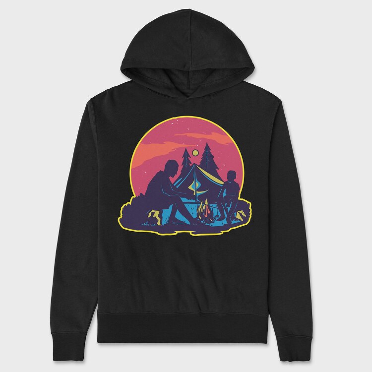 Dad And Son Night Camping, Unisex Men's Hoodie