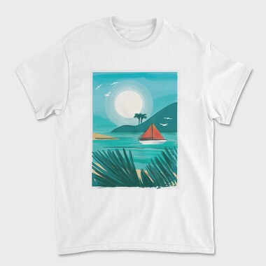 Watercolor Beach, Unisex Men's T-Shirt