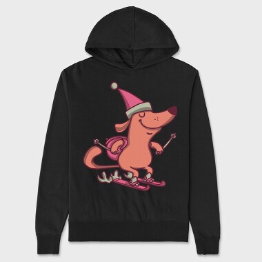 Unisex Men's Hoodie, Dog Skiing