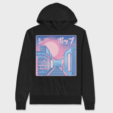 Unisex Men's Hoodie, City Vaporwave