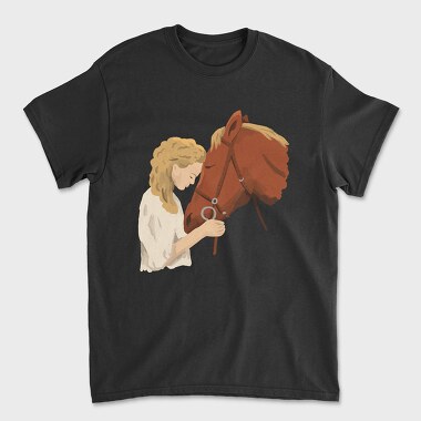 Unisex Men's T-Shirt, Girl Horse Watercolor