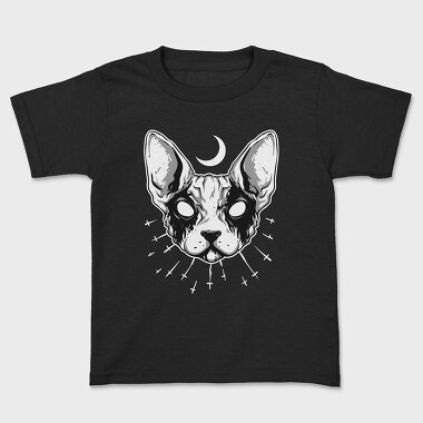 Kids' T-Shirt, Black Metal Cat