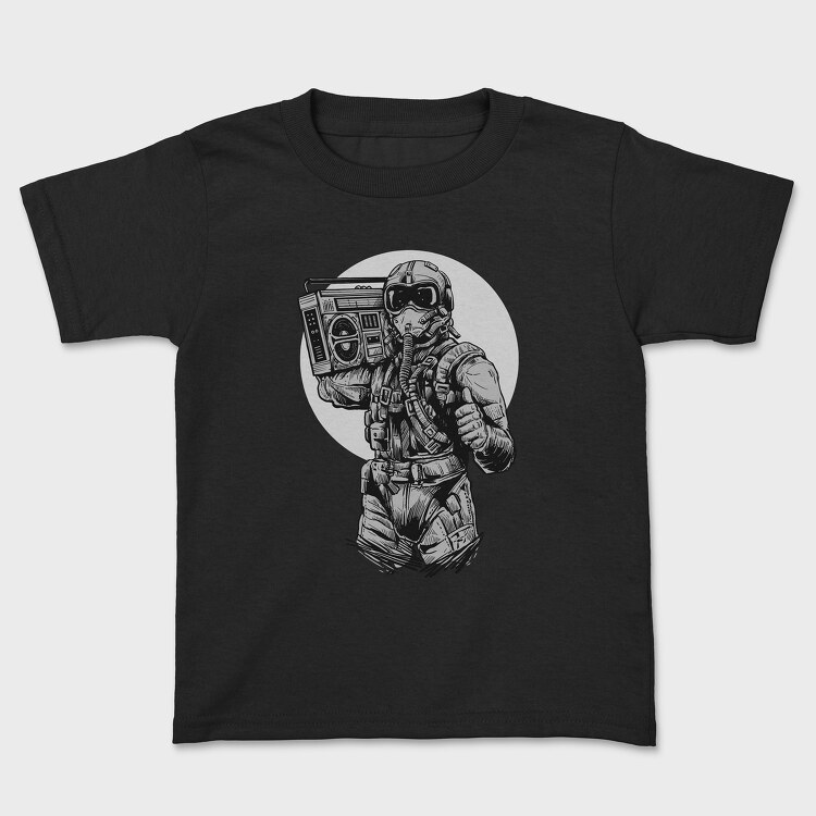 Pilot Fighter Boombox, Kids' T-Shirt
