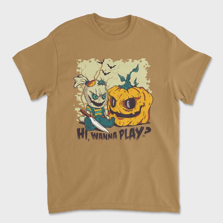 Wanna Play Halloween, Унисекс Мъжка Тениска