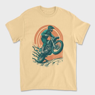 Unisex Men's T-Shirt, Biker Jumping Motocross Motorcycle