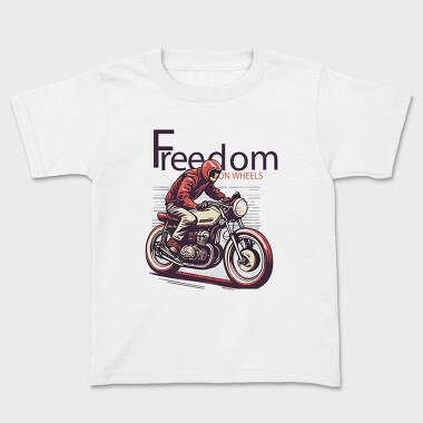 Freedom on Wheels Motorcycle Retro, Kids' T-Shirt