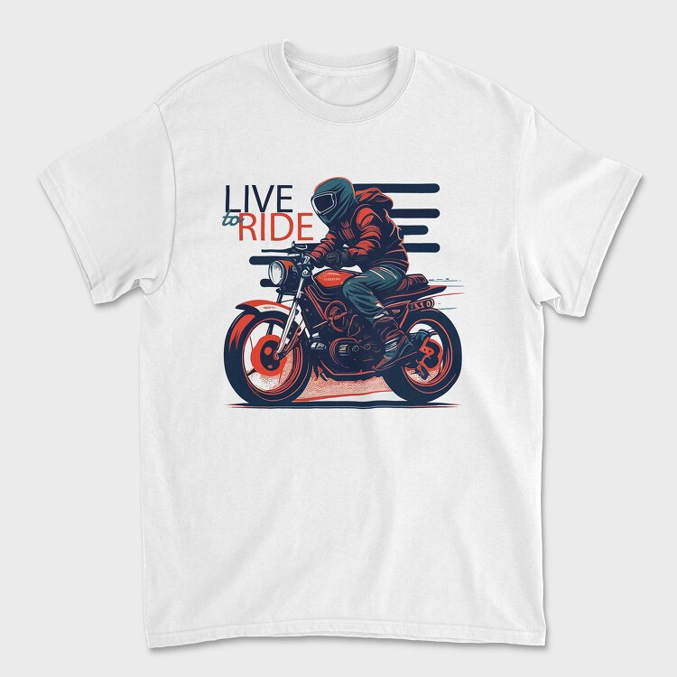 Live to Live MotorcycleArt RetroStyle, Унисекс Мъжка Тениска