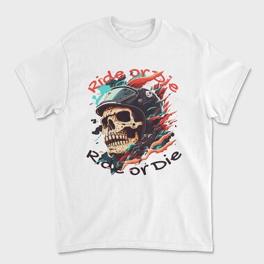 Motorcycle Helmet Skull Ride or Die, Unisex Men's T-Shirt