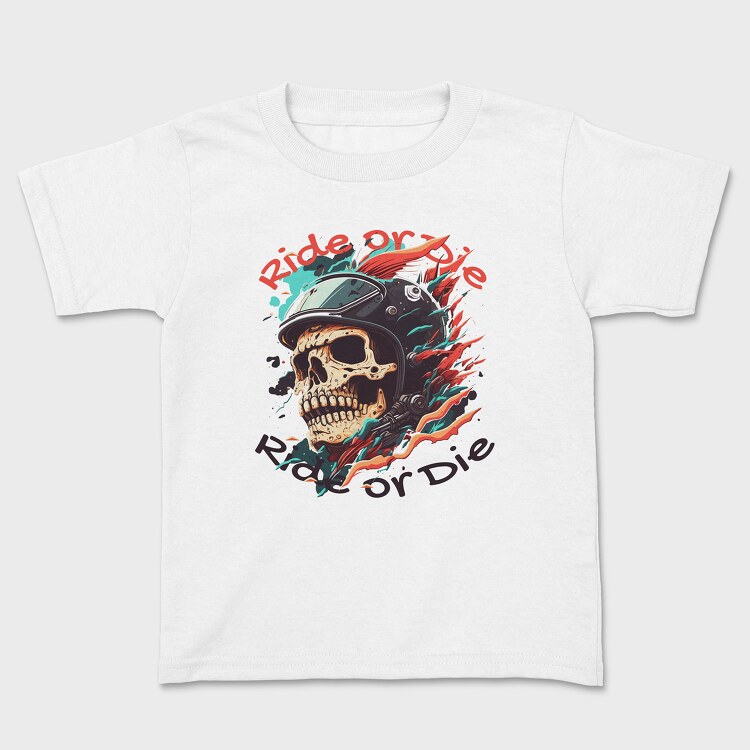 Motorcycle Helmet Skull Ride or Die, Детска Тениска