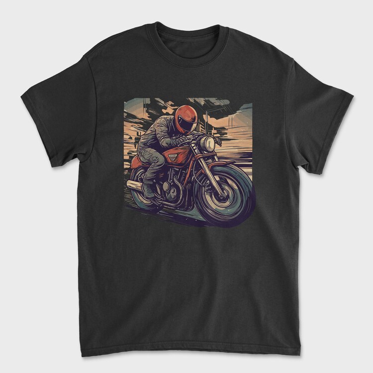 Motorcycle With Comic Rider, Unisex Men's T-Shirt