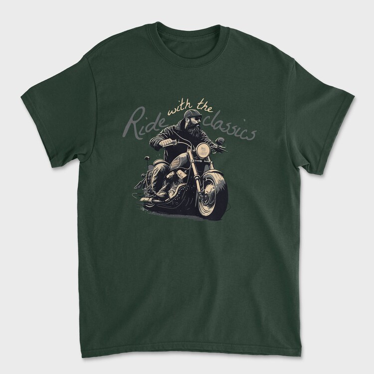Motorcycle With Rider Ride With the Classics, Unisex Men's T-Shirt