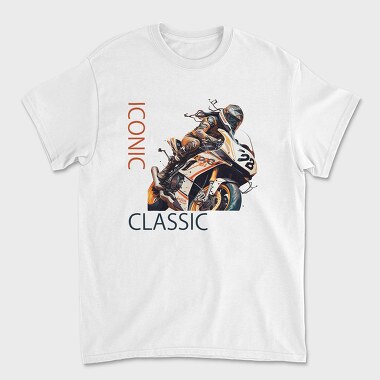 Unisex Men's T-Shirt, Racing Motorcycle Manga Style Iconic Classic