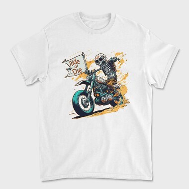 Ride or Die Skeleton Motorcycle Flag Art, Unisex Men's T-Shirt