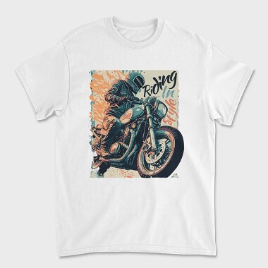 Riding in Style Motorcycle With Rider Artistic, Unisex Men's T-Shirt