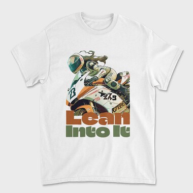 Tilted Competition Motorcycle With Rider Lean Into It, Unisex Men's T-Shirt