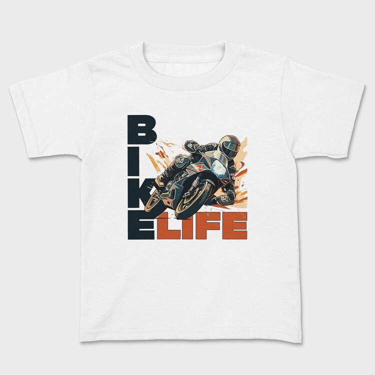 Tilted Racing Motorcycle Bike Life Cartoon, Детска Тениска