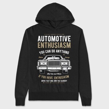 Automotive Enthusiasm, Unisex Men's Hoodie