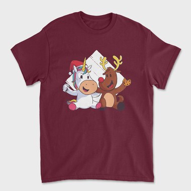 Unisex Men's T-Shirt, Unicorn Deer Christmas