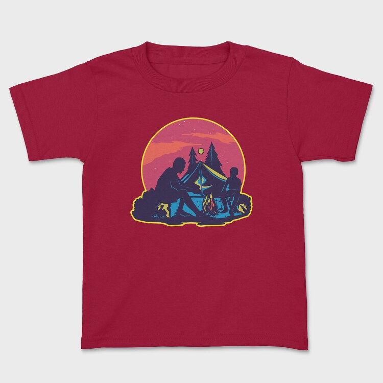 Dad And Son Night Camping, Kids' T-Shirt