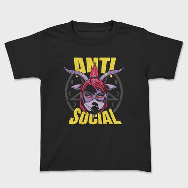 Anti Social Diabolic Girl, Kids' T-Shirt