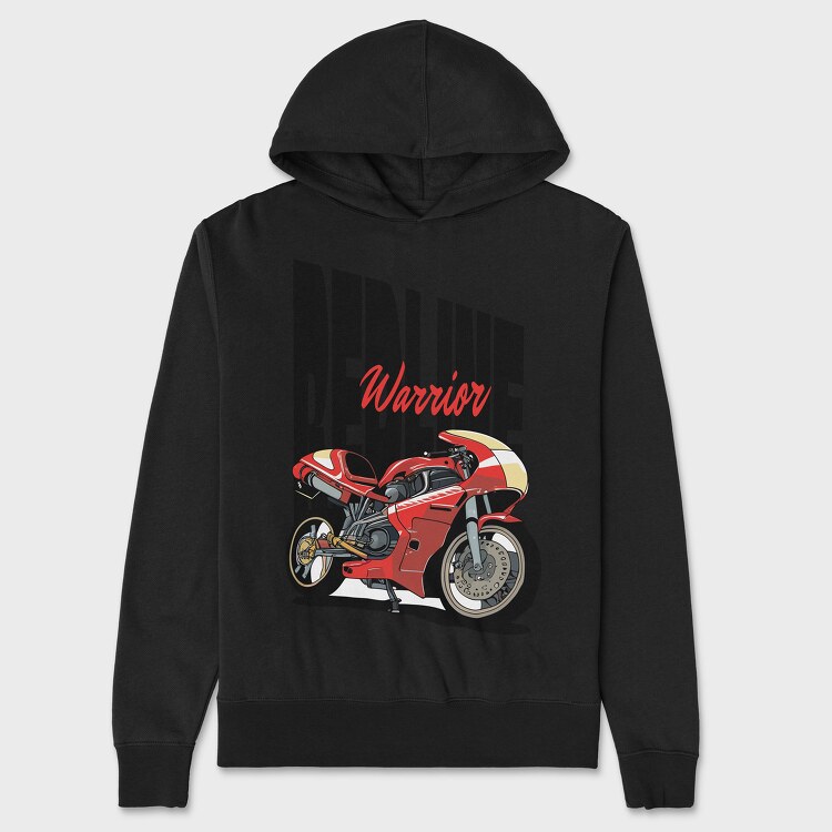 Anime Style Motorcycle Drawing Phrase Redline Warrior, Унисекс Мъжко Суичър