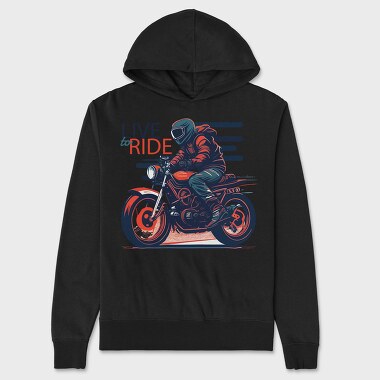 Live to Live MotorcycleArt RetroStyle, Unisex Men's Hoodie