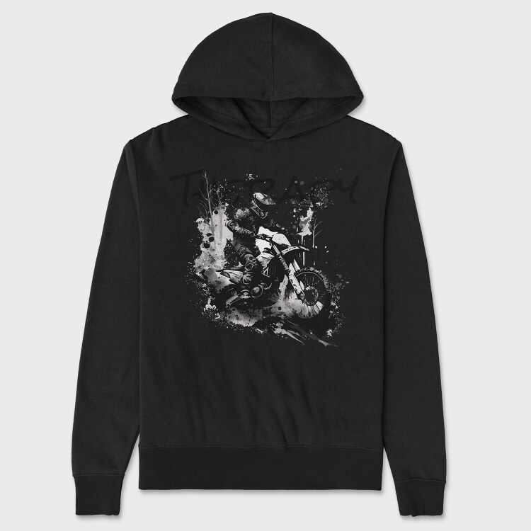 Motocross Rider Kicking Up Dirt and Jumping Dirt Therapy, Unisex Men's Hoodie