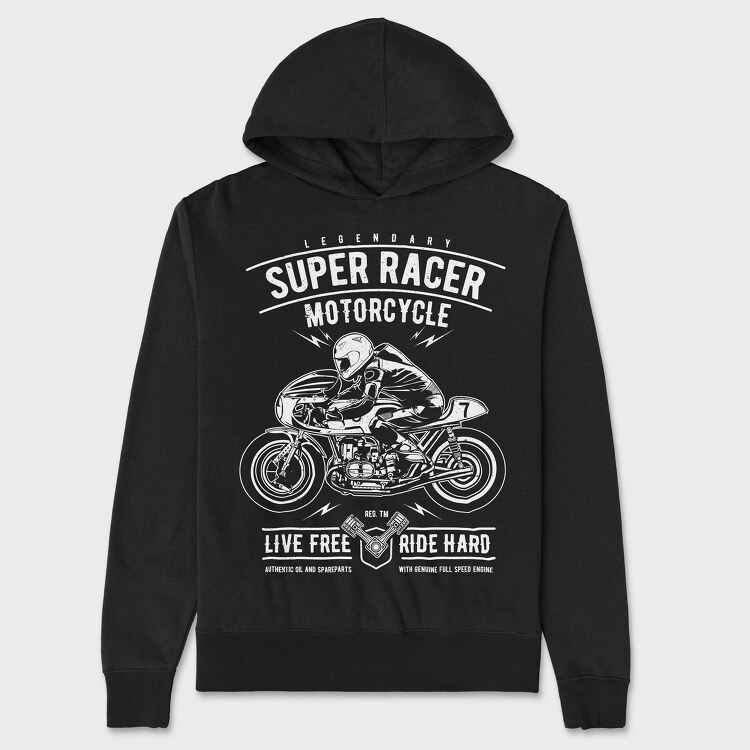 Super Racer Motorcycle, Unisex Men's Hoodie