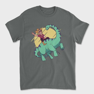 Cowboy on Dinosaur, Unisex Men's T-Shirt