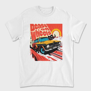 Beast on Wheels Hot Road Cars Comic, Унисекс Мъжка Тениска