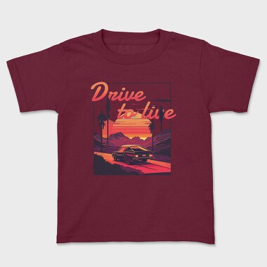 Car on Scenic Road Beautiful Sunset, Kids' T-Shirt