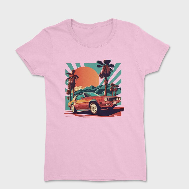 Classic Car Convertible With Scenic, Дамска Тениска