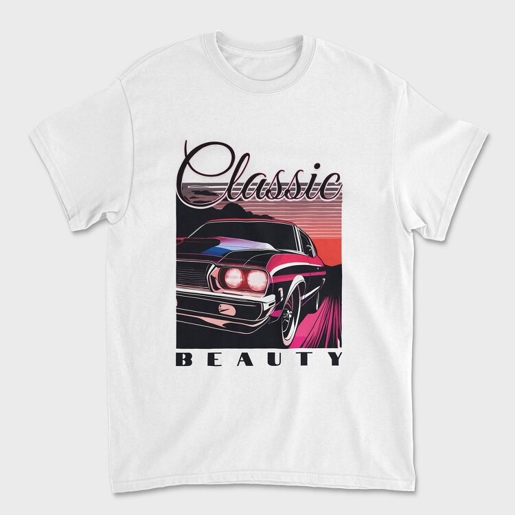 Classic Car Sunset Classic Beauty, Унисекс Мъжка Тениска