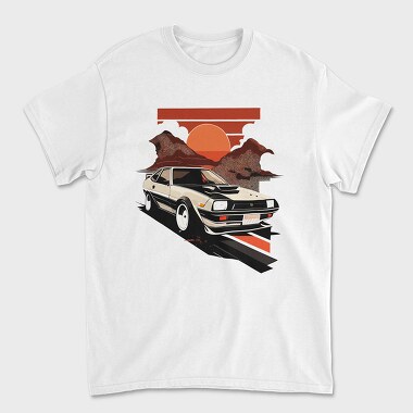 Classic Car Sunset Mountains, Unisex Men's T-Shirt