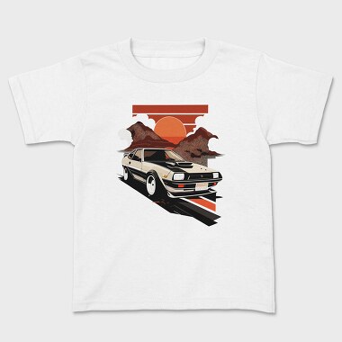 Classic Car Sunset Mountains, Kids' T-Shirt
