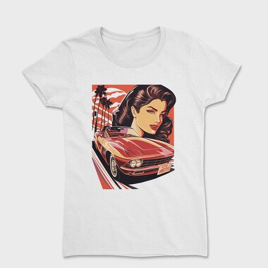 Classic Convertible With Woman and Trees, Дамска Тениска