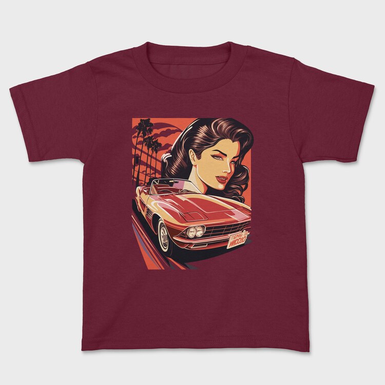 Classic Convertible With Woman and Trees, Детска Тениска